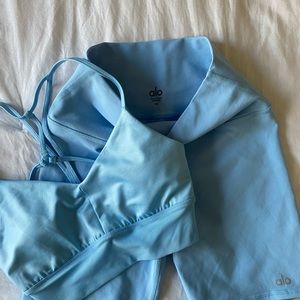 XS sports bra and biker short set from Alo